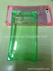 TPU material mobile phone case for Samsung S5(smooth surface ice block shape transparent blue color)
