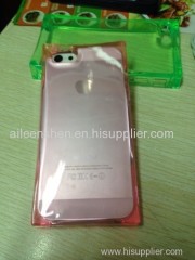 TPU material mobile phone case for Samsung S5(smooth surface ice block shape transparent red color)
