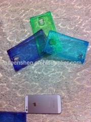 TPU material mobile phone case for Samsung S5(smooth surface ice block shape transparent dark blue color)