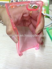 TPU material mobile phone case for Samsung S5(smooth surface ice block shape transparent dark blue color)