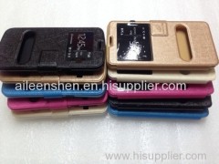 TPU material mobile phone leather case for Samsung7200(fashionable style leather case with stand black color)