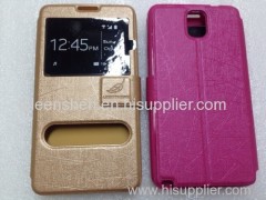 TPU material mobile phone leather case for Samsung7200(fashionable style leather case with stand pink color)