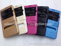 TPU material mobile phone leather case for Samsung7200(fashionable style leather case with stand pink color)