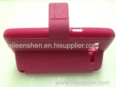 TPU material mobile phone leather case for Samsung7200(fashionable style leather case with stand pink color)