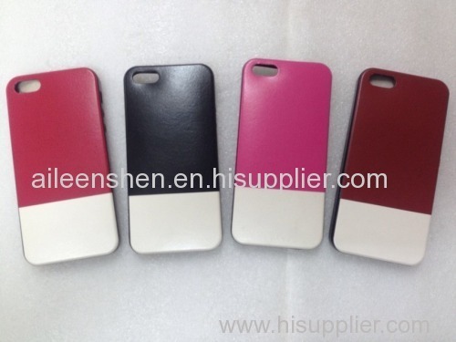 TPU and leather material mobile phone case for Iphone5(fashionable style red color)