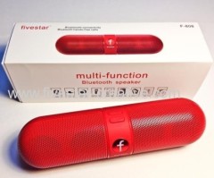 Mini Multi Function SD FM Radio Bluetooth Powerful Pill Shape Speaker With Mic FiveStar Red