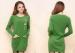 Green Crew Neck Womens Cable Knit Sweaters Long Pullover Dress with Pockets