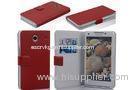 Waterproof Red Protective PU Leather Case Wallet , Otterbox Cell Phone Case