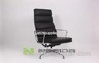 Swivel Black Full Leather Relax Modern Office Chairs With Armrest , High Back
