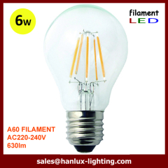 E27 A60 Standard 6W LED filament bulbs
