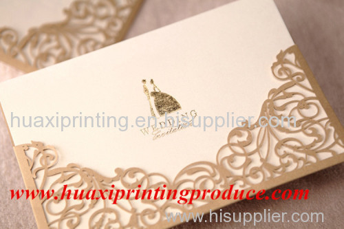hollow out and light golden greeting cards