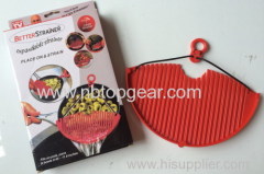 One hand holder silicone pot strainer new 2014