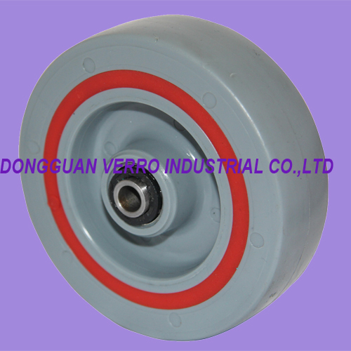 Industrial PP caster wheels with red TPE damping ring