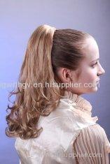 Yellow Curly Human Pony Tail Wigs and Extension for Women