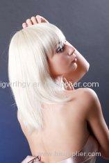 Custom Human Hair Full Lace Wigs / Blonde Silky Straight Synthetic Wigs