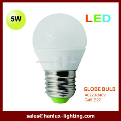 5W 400LM E27 base G45 TUV CE ROHS report LED light bulb