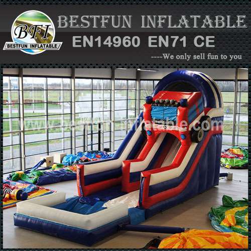 Jumping inflatable giant slides fire truck