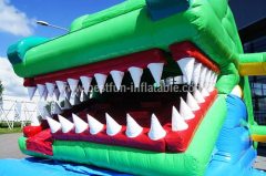 Inflatable crocodile slide combo