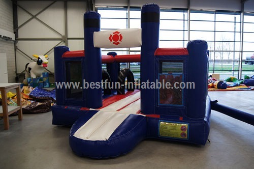 Jumping inflatable giant slides fire truck