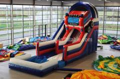Jumping inflatable giant slides fire truck