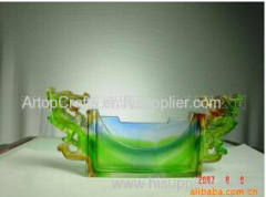 liu li artwork-colored glaze business card desktop holder