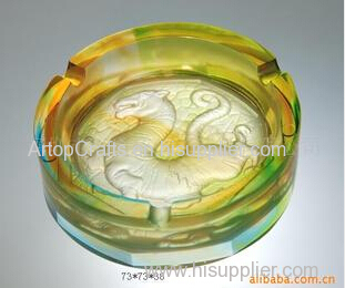 round liu li white tiger ashtray for desktop crystal decorations