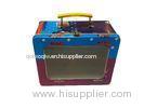 Metal Tin Lunch Box With Handle And Pvc Window / Colorful Hinge Box