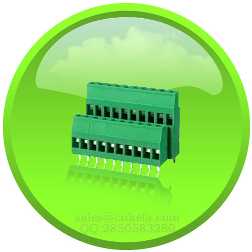 UL VDE approved screw combicon terminal block with double wire entrance for wire to printed circuit board connection