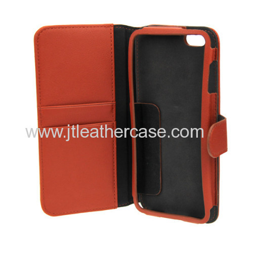 New arrival The most popular Leather cell phone case for Apple iPhone 6 with stand and wallet function