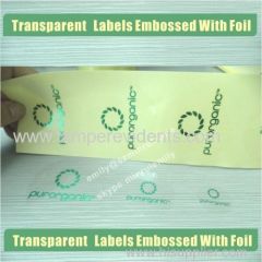 Custom Round transparent labels with foil stamping Clear stickers embossed with glossy foil Stamped self adhesive labels