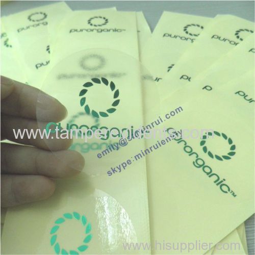 Round transparent stickers stamped with glossy foil for cosmetics use