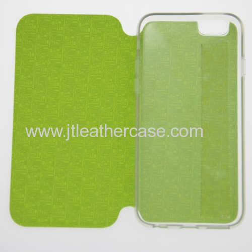 Hot selling bright green Pu Leather TPU cell phone case for iPhone 6