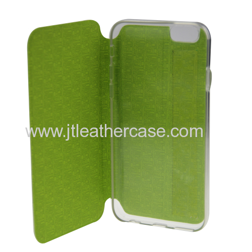 Hot selling bright green Pu Leather TPU cell phone case for iPhone 6