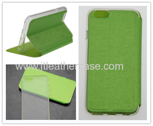Hot selling bright green Pu Leather TPU cell phone case for iPhone 6