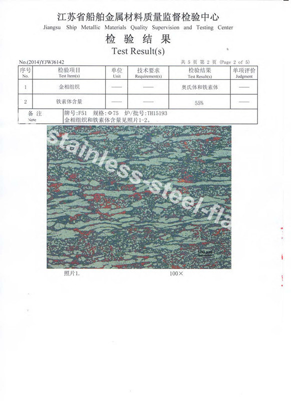 Metallographic test for F51 duplex steel by third party