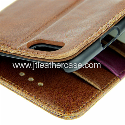 2014 Hot selling Brown leather wallet phone case cover for iphone6 PU