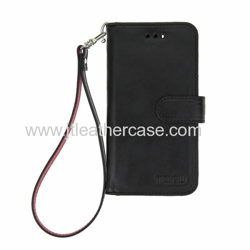 New Luxury Red in Black leather mobile phone case for iphone 5 5s 6