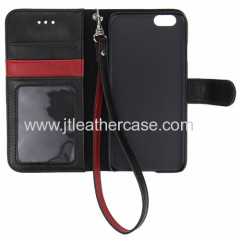 New arrival Luxury Red in Black leather mobile phone case for iphone 5 5s 6