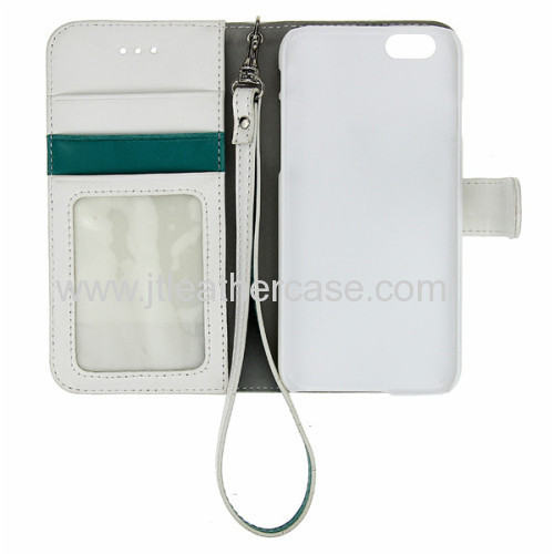 2014 New arrival white leather wallet cell phone case for iphone 6