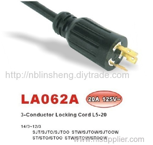 NEMA L5-20P Locking Power Supply Cord