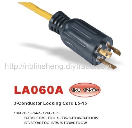 NEMA L5-15P Locking Power Supply Cord