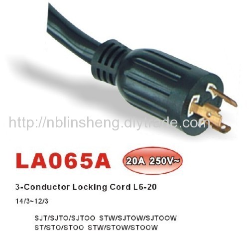 NEMA L6-20P Locking Power Supply Cord