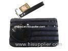 Reusable Jucy Navy Velet Fabric Wallet Bag With Sequin Lines, Plastic Zipper