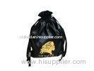 Eco-friendly Black Fabric Carrier Bags, Ribbon Drawstrings Bag For Gifts 25cm * 30cm
