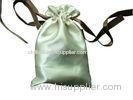 Deux Beige Shing Satin Ribbon Drawstrings Bag, Fabric Carrier Bags 2 Side Printing