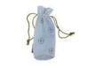 White FR Leatheroid Drawstring Bag, Fabric Carrier Bags With Gold Twist Strings