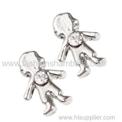 2014 Newest Platinum Plated Alloy Boy with Siam Crystal Floating Charms Hot Selling