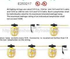 Job-Site Lighting/LS-50 14/3 SJTW Job-Site 5Lamp String Light With Metal Cage Guard