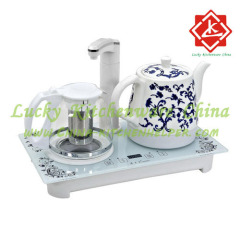 Colour Ceramic Electric Cordless Jug Kettle Tea Set