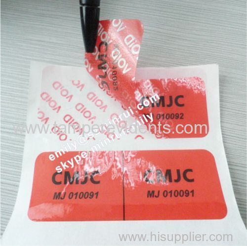 Red VOID stickers for tampered security warranty labels